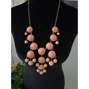 Orange Bubble Bib Necklace Gold Tone Ball Dangles Statement 24"